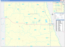 Grand Forks County, ND Wall Map Zip Code Basic Style 2023
